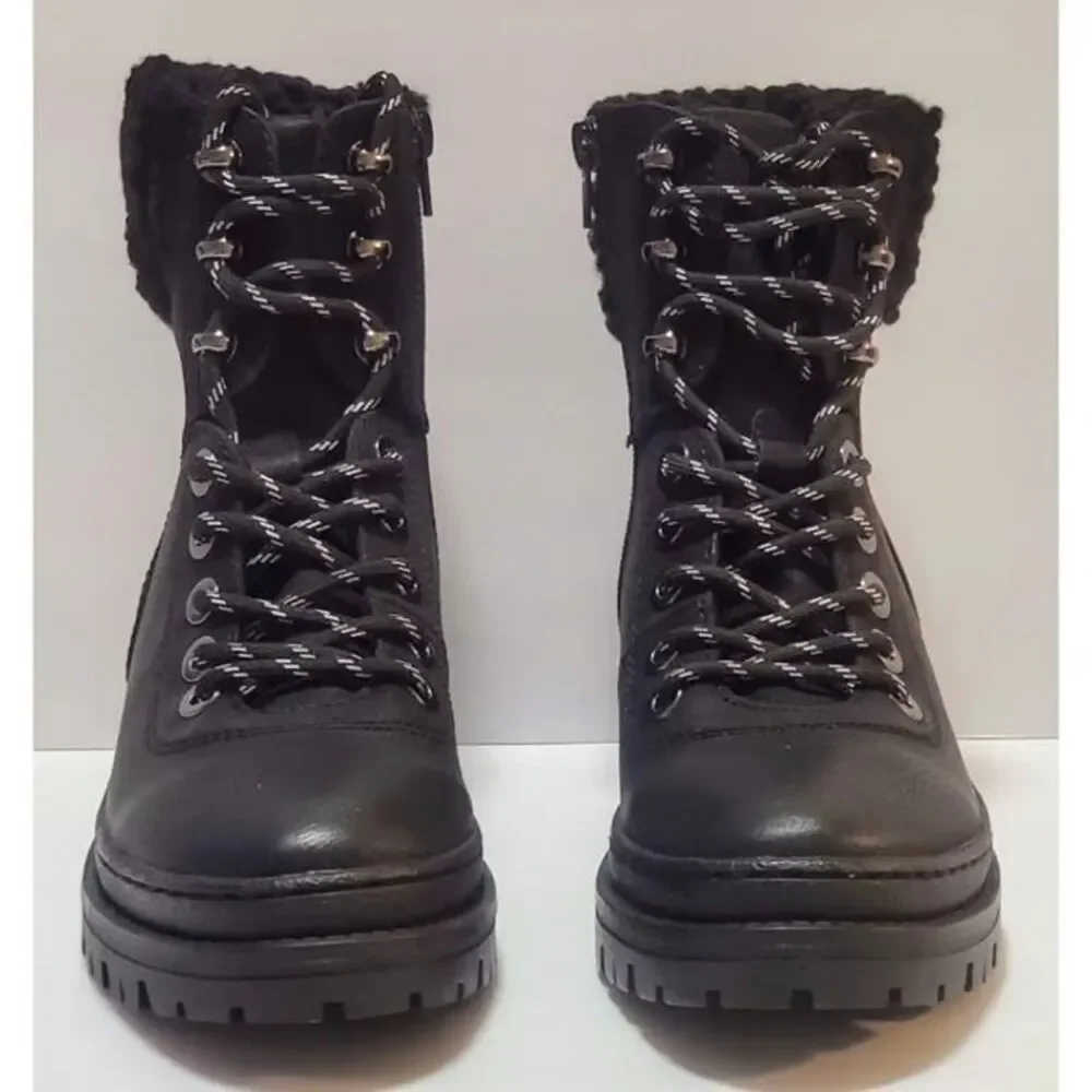 Steve Madden Keystone Faux Fur Trim Lace-Up Boot